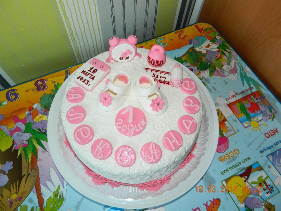 Торт на день рождения дочке 1 годик прямоугольный
