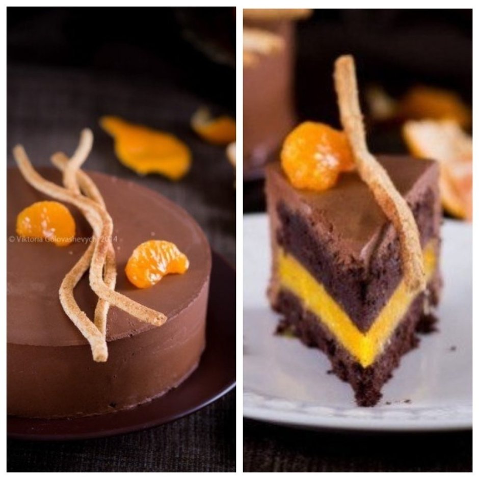 Шоколадный торт с мандариновой прослойкой