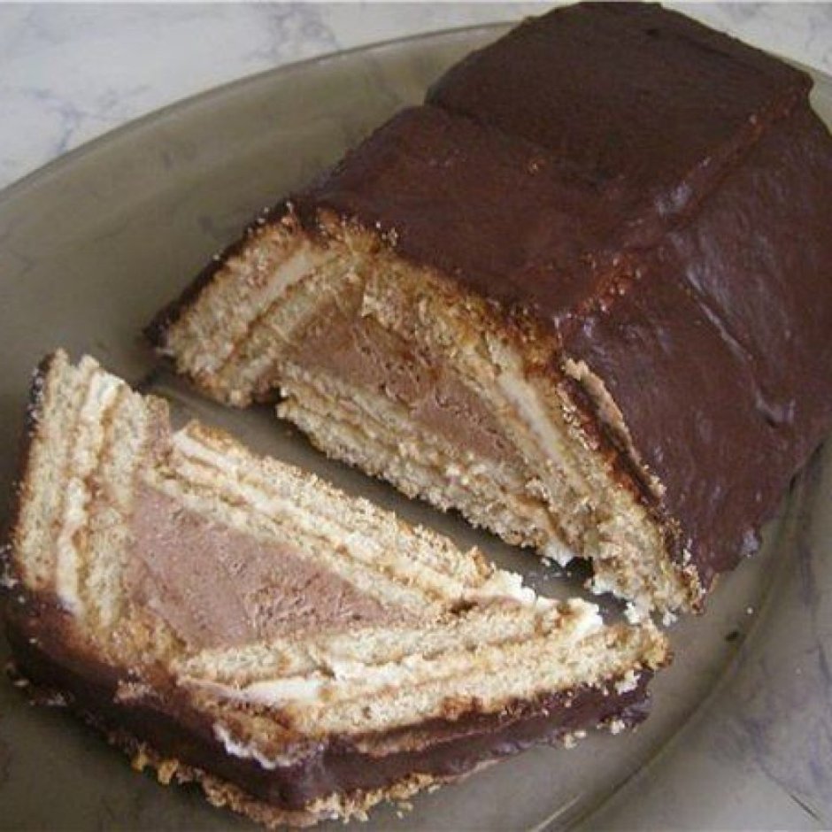 Тортик из печенья и творога без выпечки домик