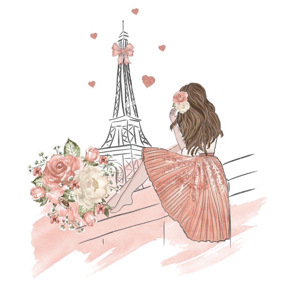 Девушка в Париже иллюстрация