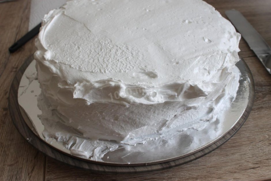 Украшение торта кремом пломбир