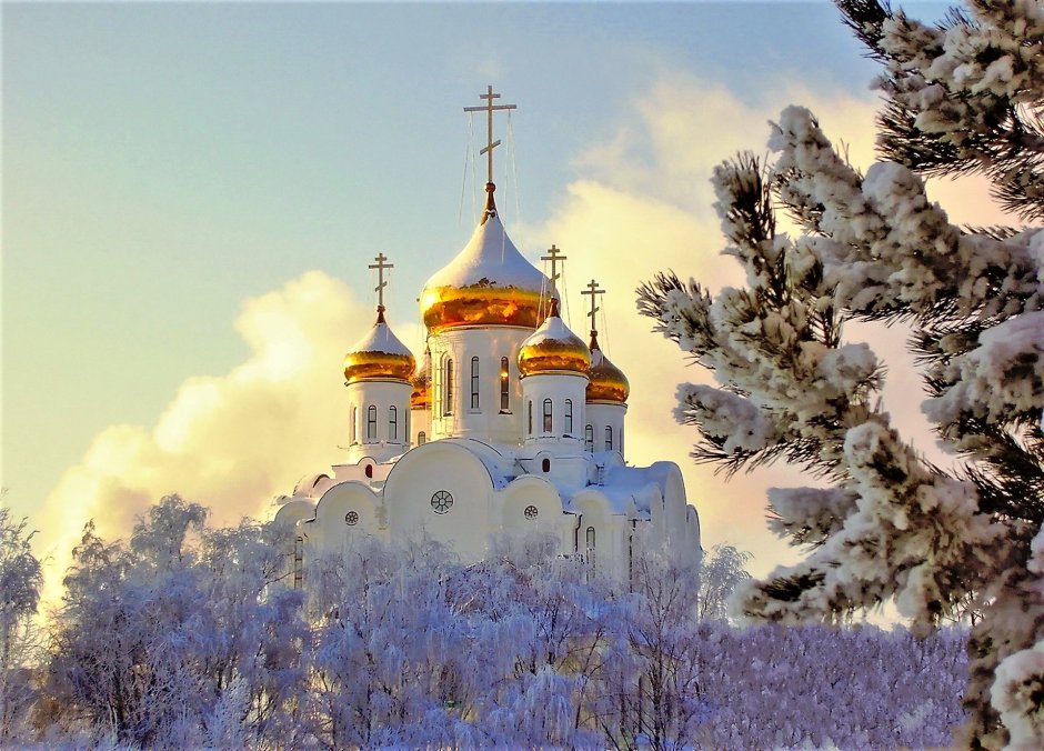 Зима Русь храм Православие