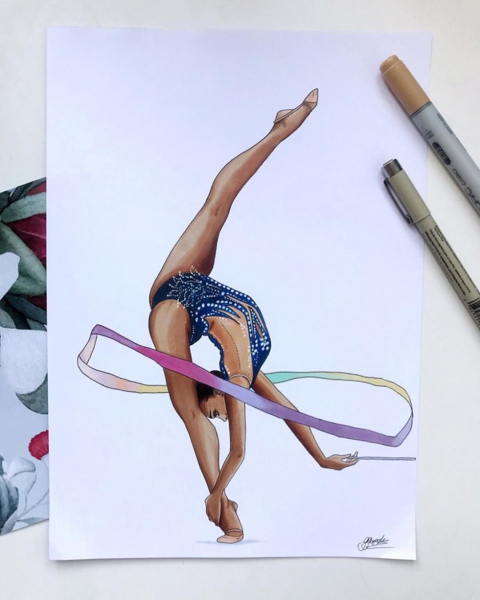 Рисунок гимнастки художественной Дина Аверина