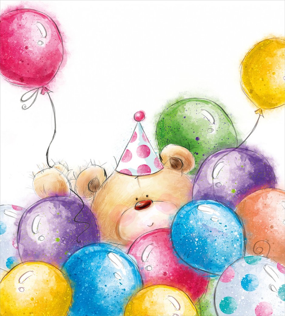 Мишка с шариками на день рождения