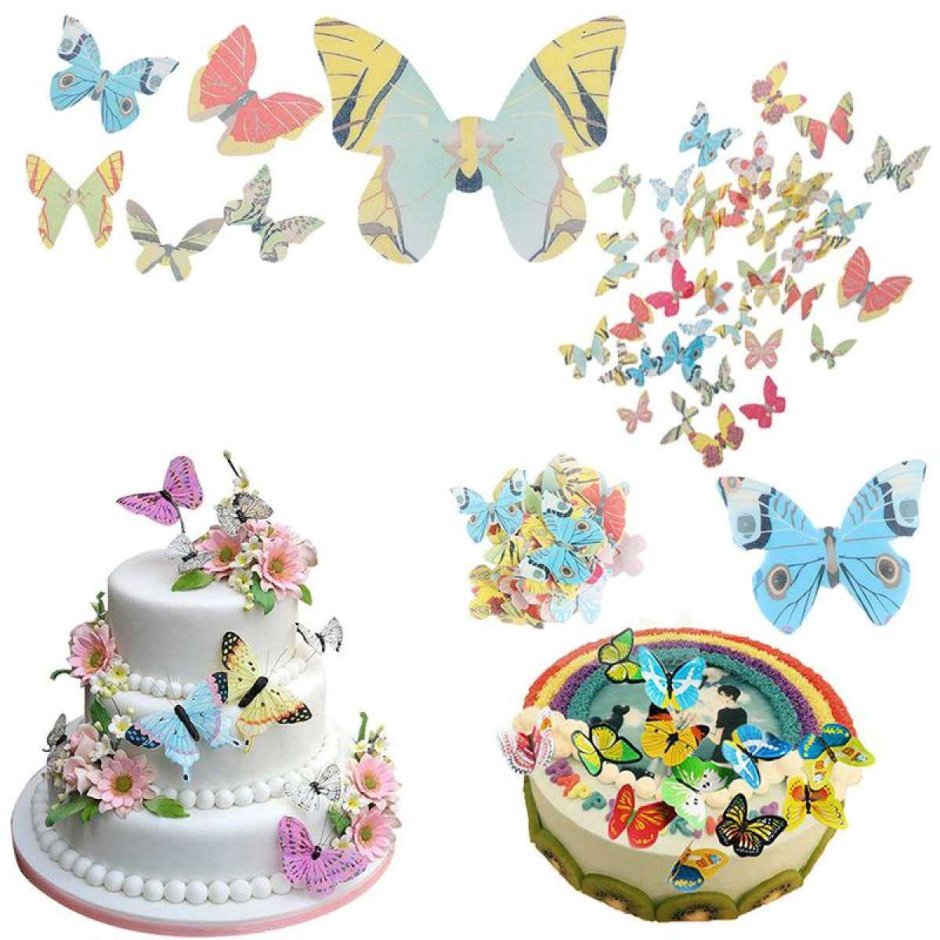 Бабочки на вафельной бумаге