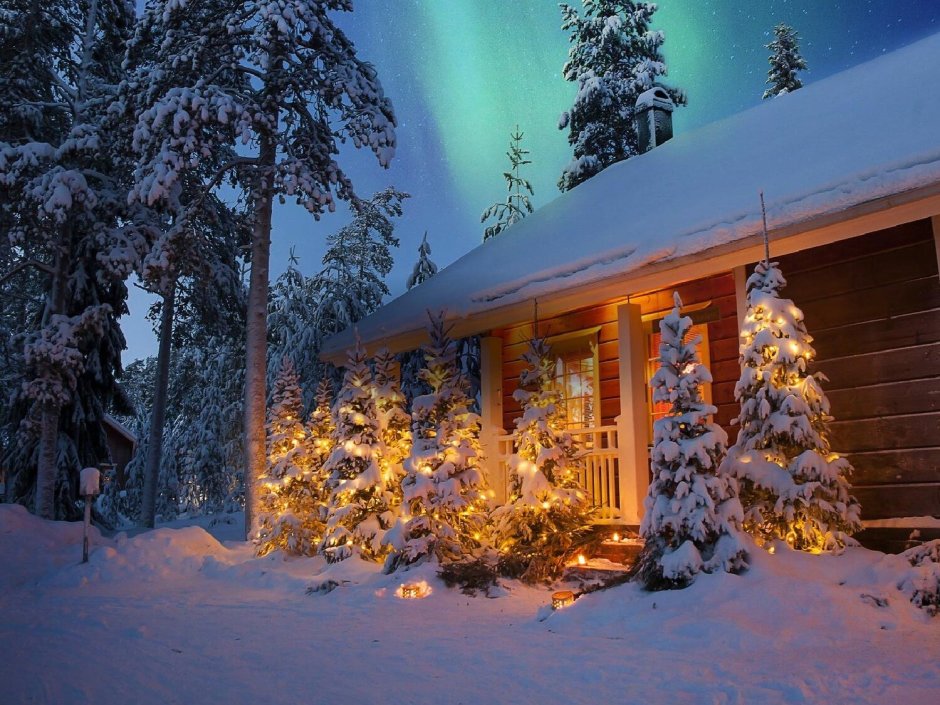 Финский домик зимой