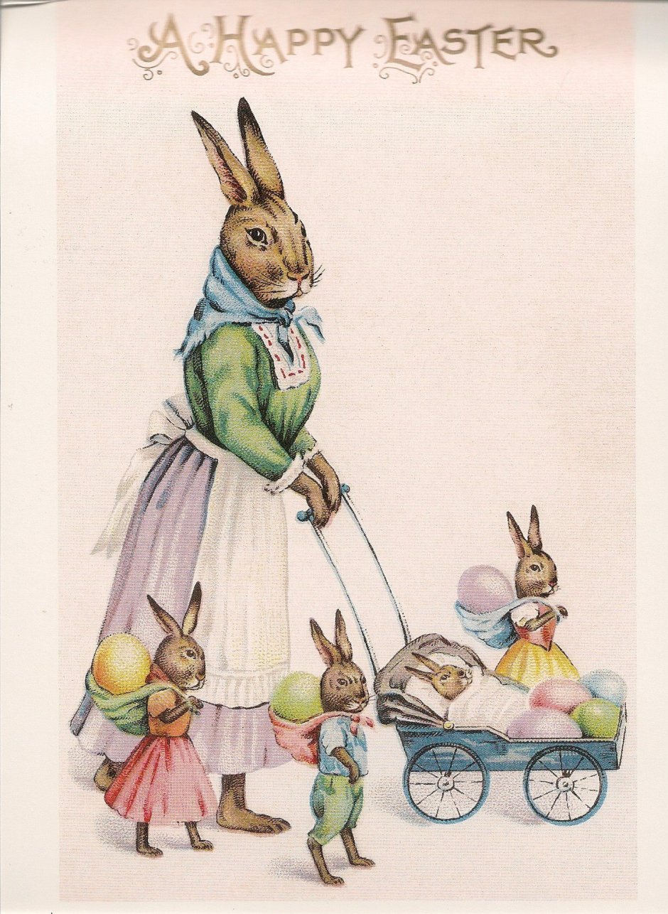 Старинные пасхальные открытки с кроликами