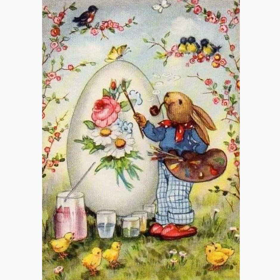 Старые открытки Пасха зайцы
