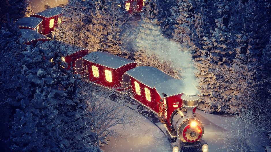 Картина для вышивки Рождественский поезд
