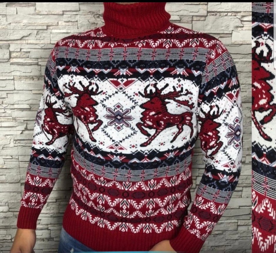 Красный свитер со снежинками