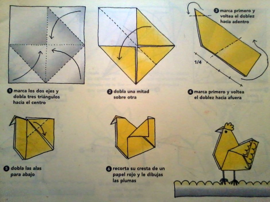 Оригами курица схема