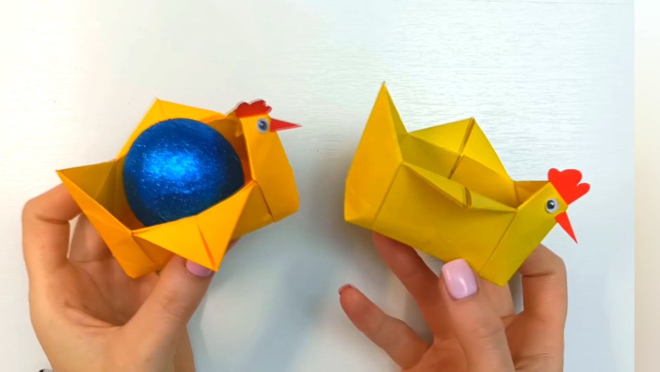 Оригами - Курочка для яиц из бумаги