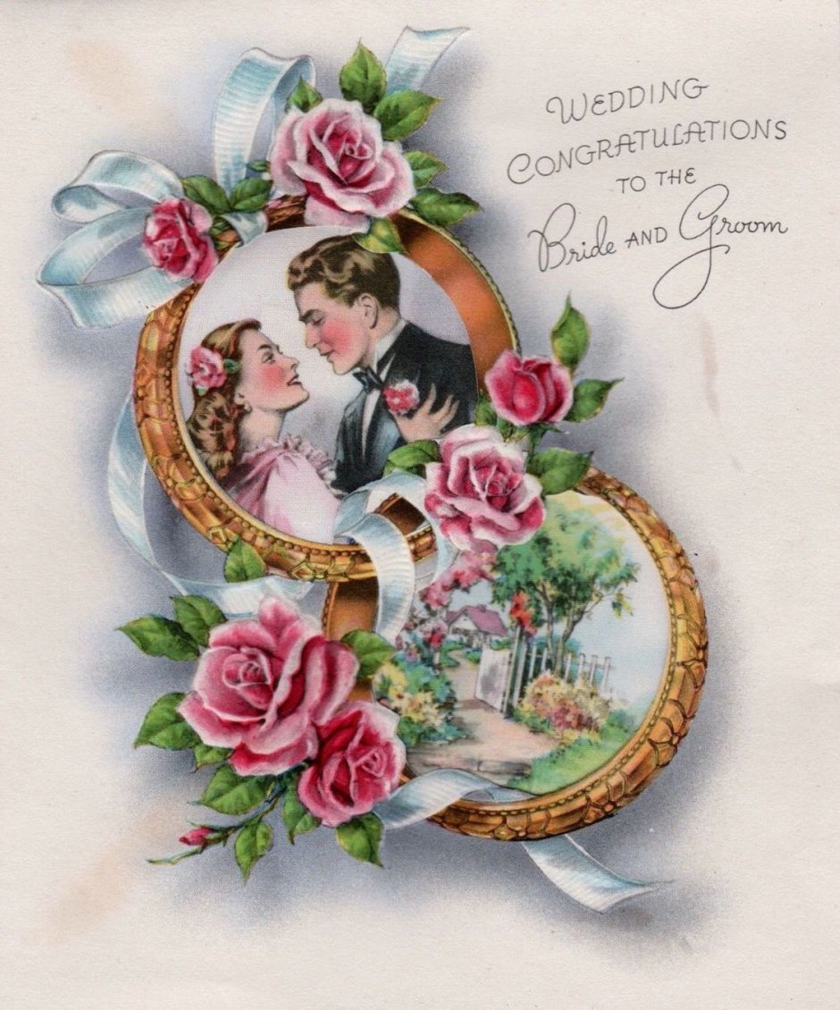 Винтажные Свадебные открытки