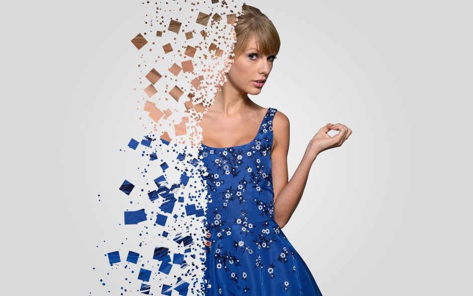 Тейлор Свифт в синем платье