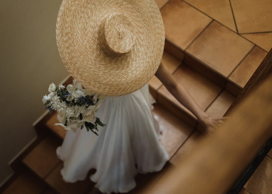 Соломенная шляпка для невесты