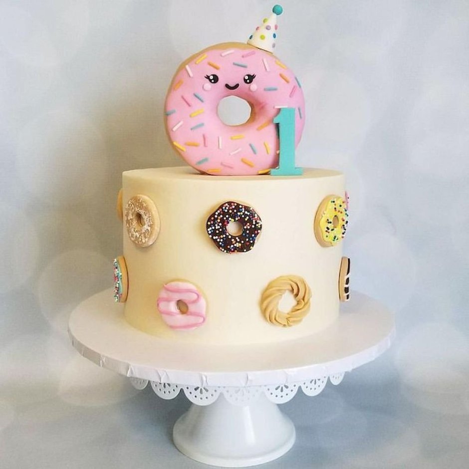Торт с пончиками для девочки на день рождения
