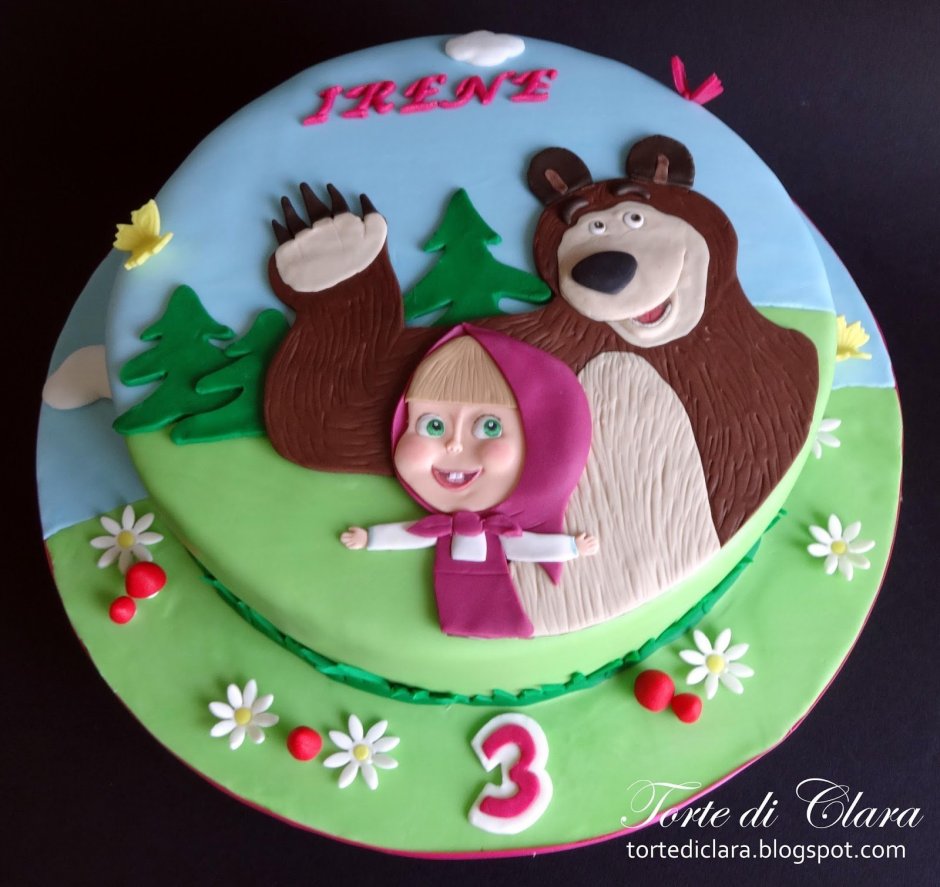Торт с Машей и медведем на 3 года