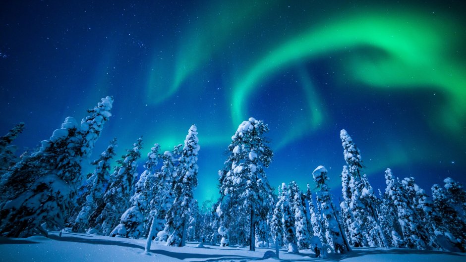 Финляндия зима Северное сияние