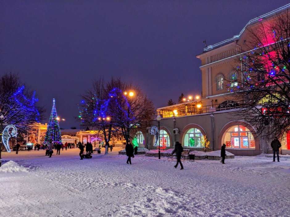 Зима Елец Центральная площадь