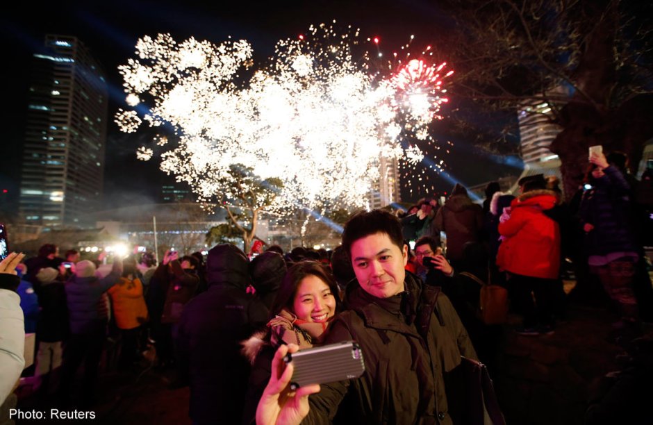 Салют в Корее на новый год