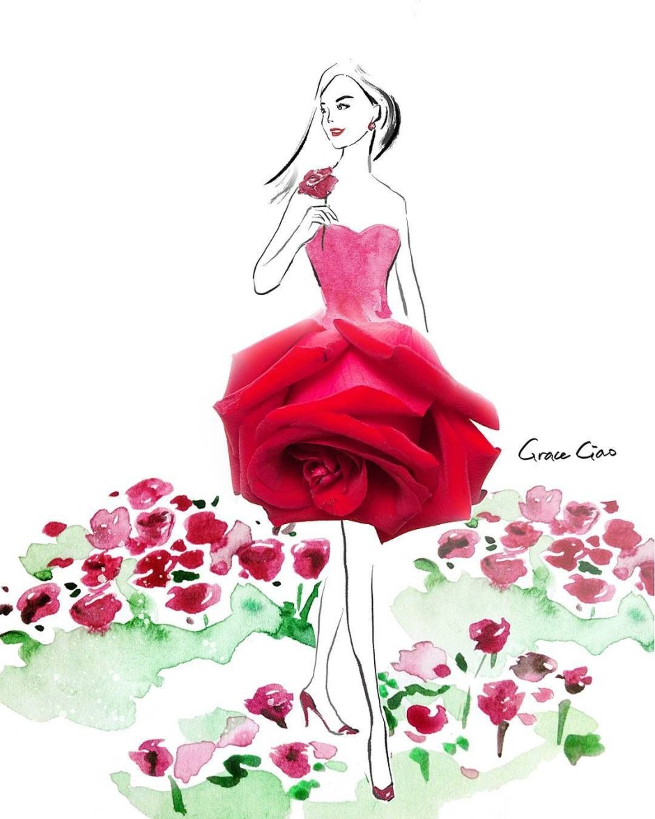 Картина девушка в платье из цветов