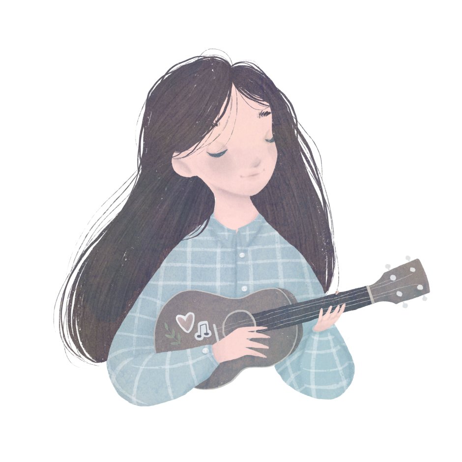 Нарисованная девушка с укулеле