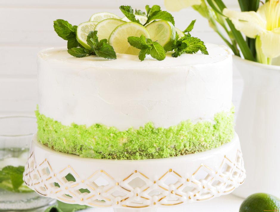 Украшение зеленого торта