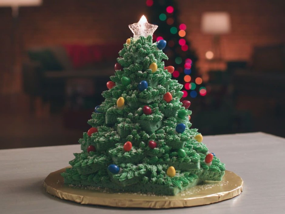 Торт в виде елки на новый год