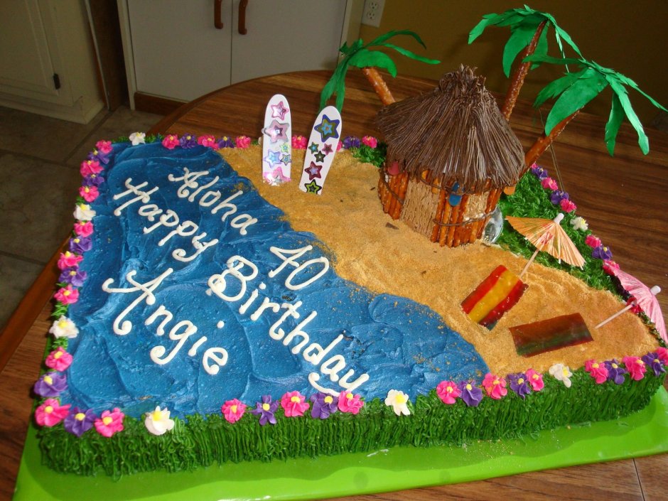 Торт на гавайскую вечеринку для мужчины