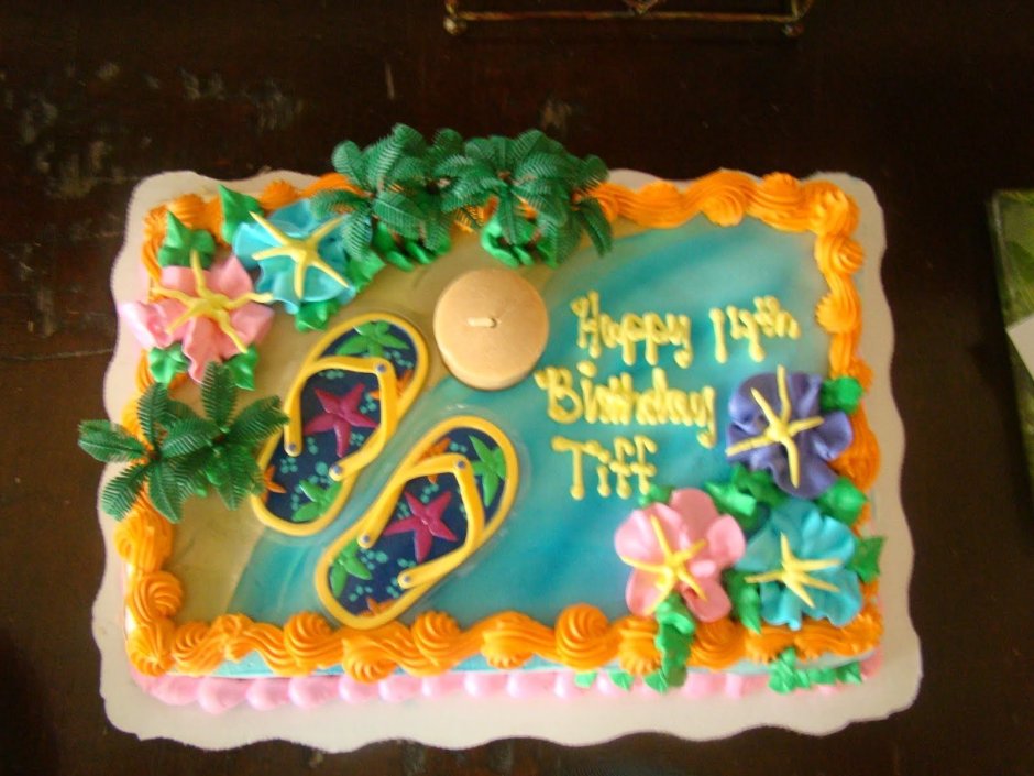 Торт для гавайской вечеринки девушке на день рождение