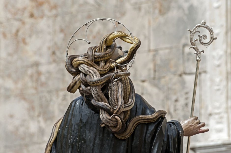 Statue against Snake