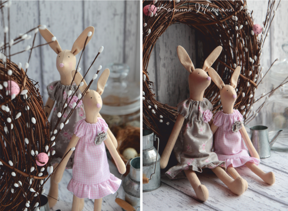 Куклы тильды пасхальные зайцы
