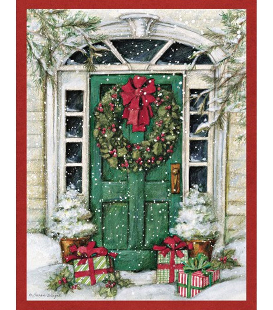 Рождественская дверь с венком