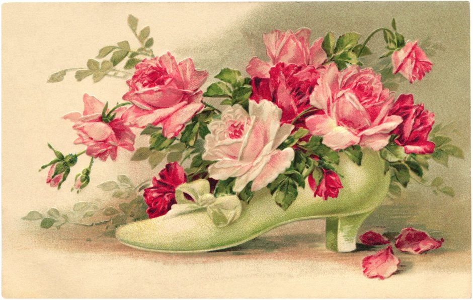 Антикварные открытки с цветами