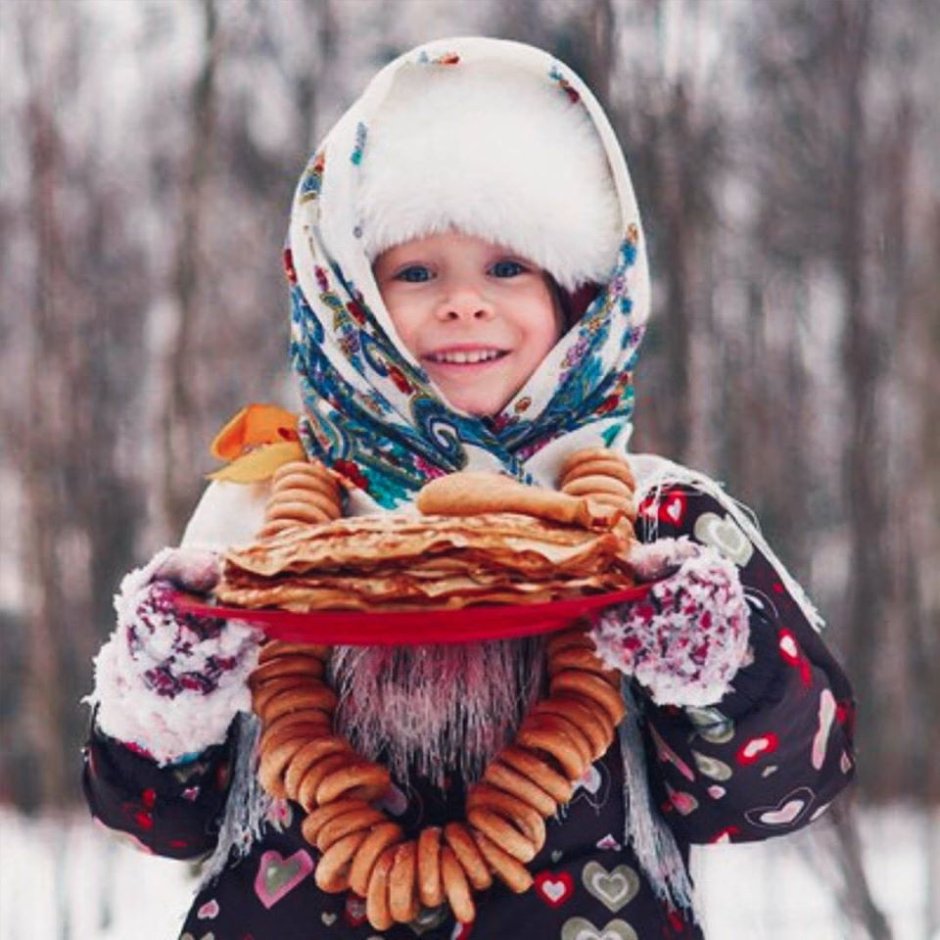 Девочки зима Масленица платки