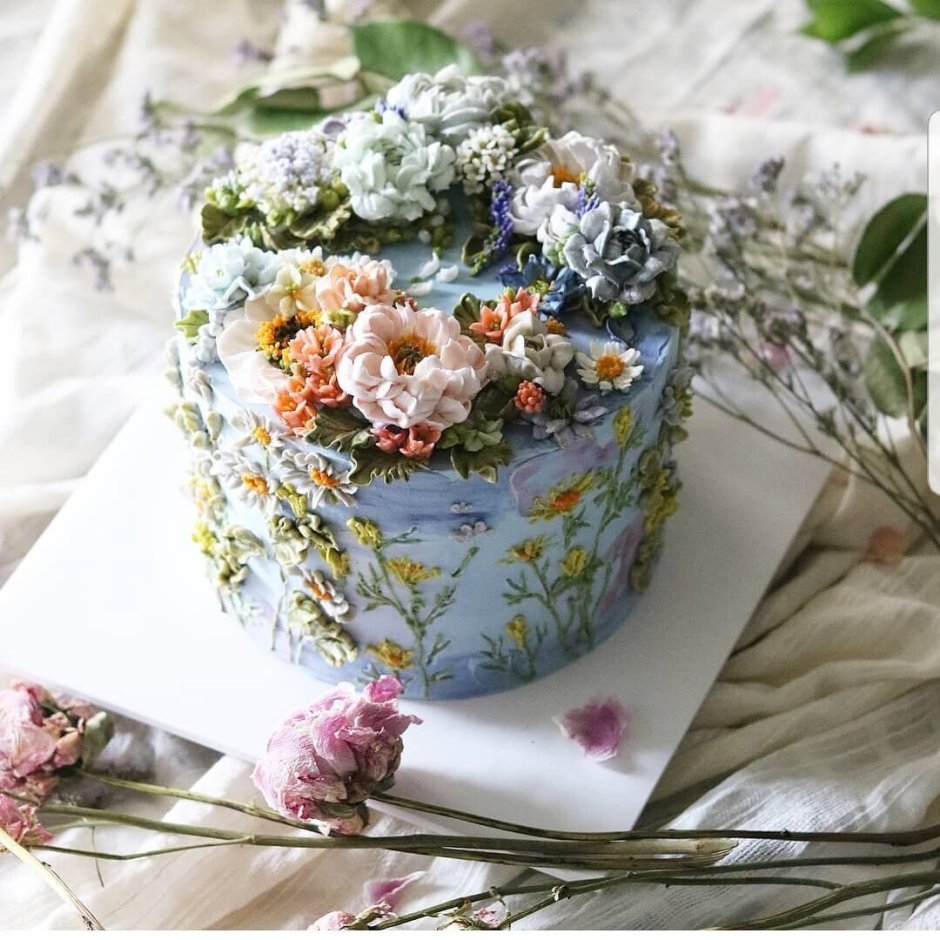 Декор торта сухими цветами