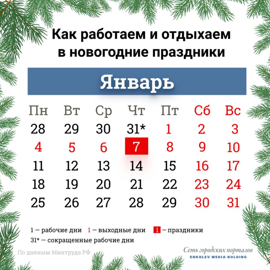 Календарь выходных и праздничных на 2021 год в России