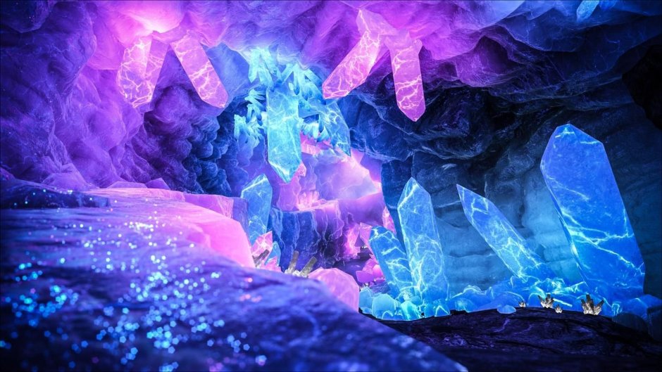 Фэнтези арт кристалически пещера