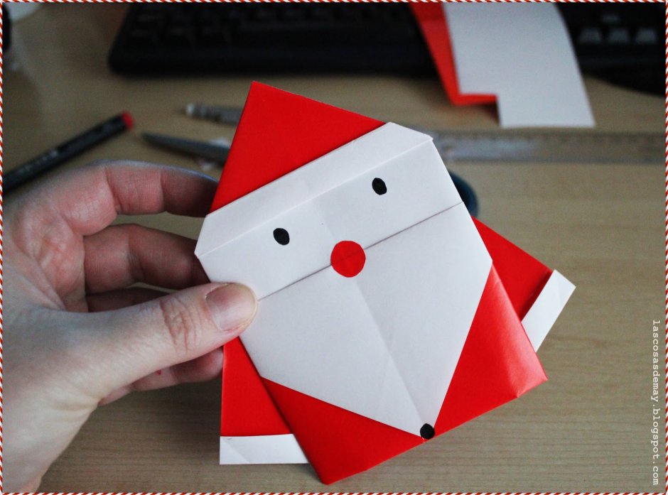 Оригами дед Мороз из бумаги