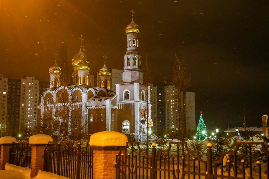 Собор Рождества Христова Новокузнецк ночью