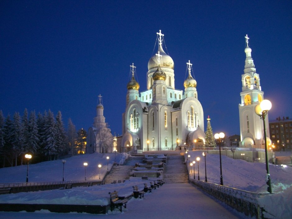 Знаменский собор Кемерово зимой