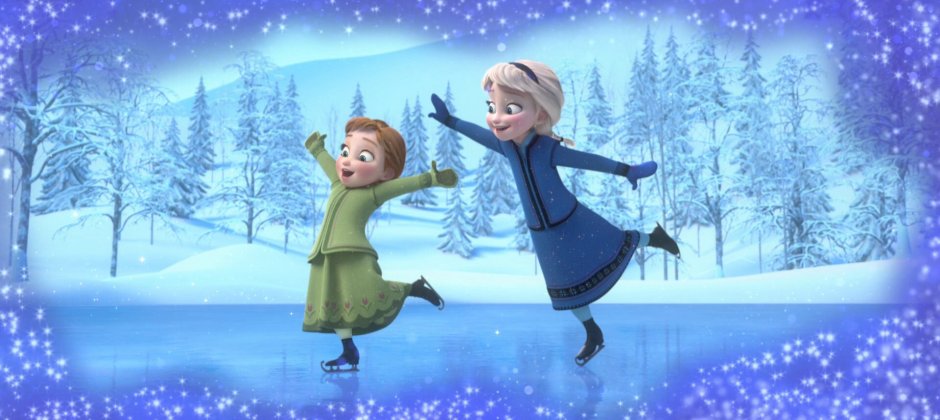 Эльза и Анна на коньках