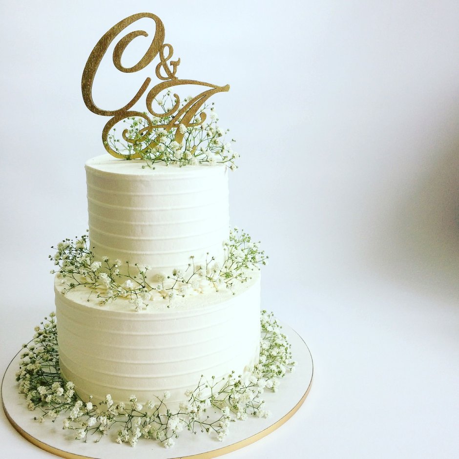 Свадебный торт с золотом и зеленью