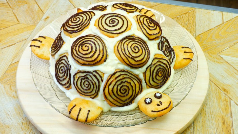 Торт черепаха с киви без выпечки