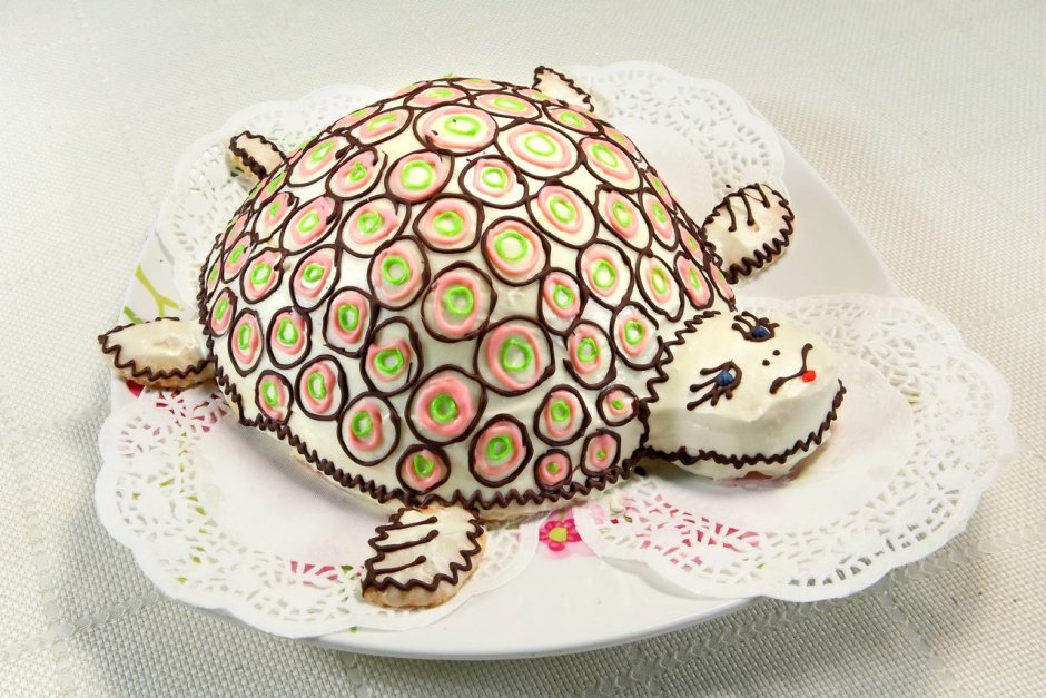 Украшение торта черепаха