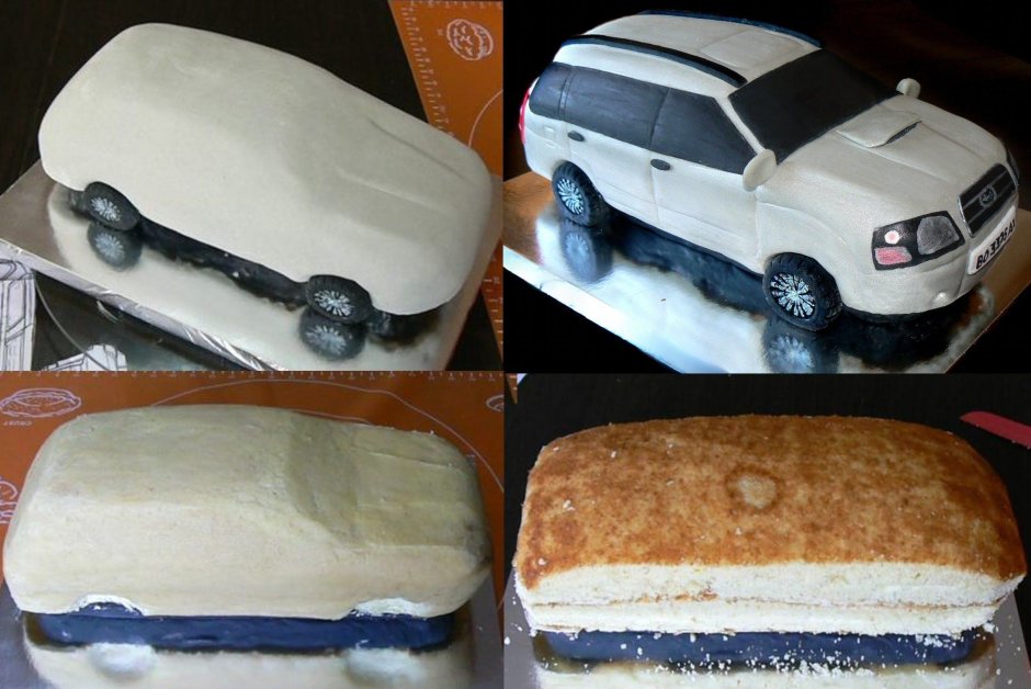 Бисквитный торт машина