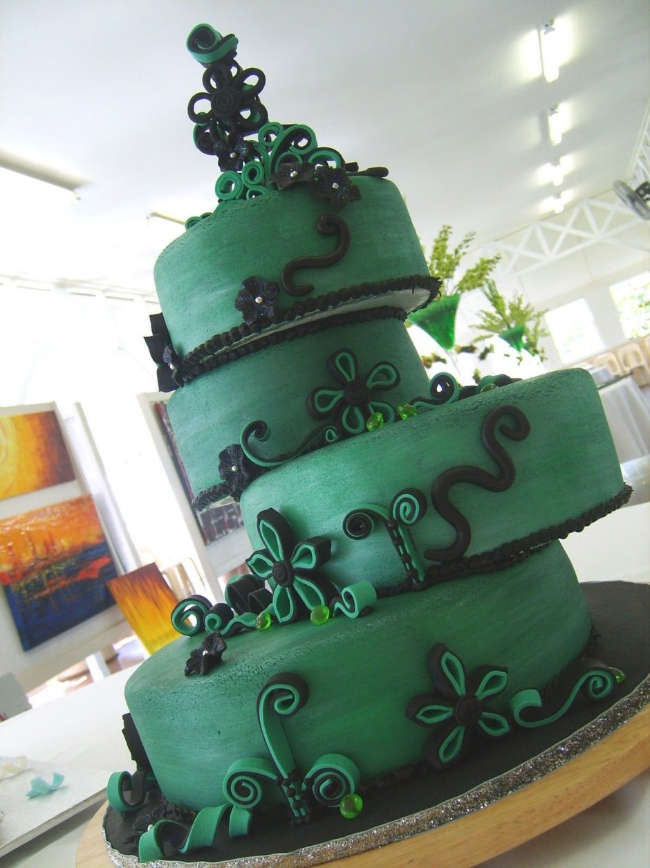Красивый зеленый торт