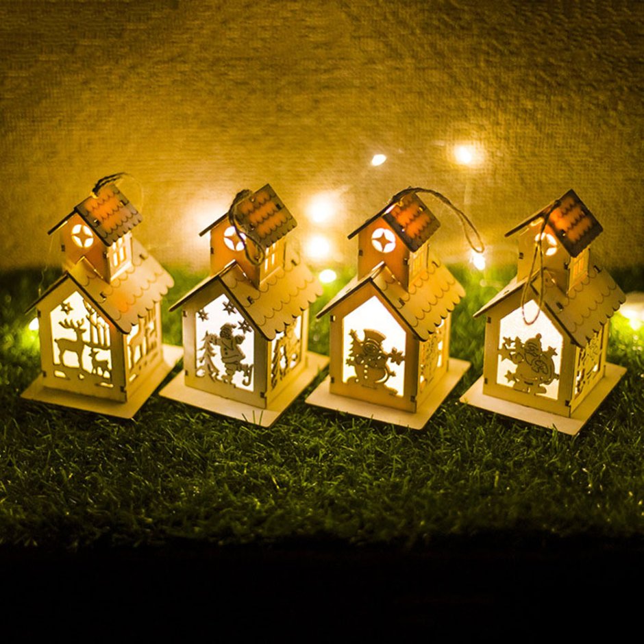 Новогодние светильники домики