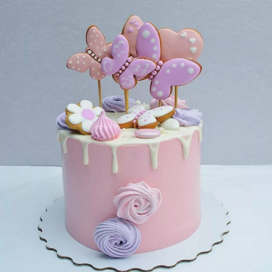 Тортик с бабочками для девочки 10 лет