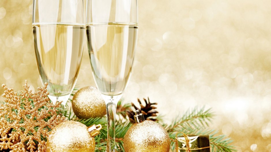 Новогодние открытки с шампанским